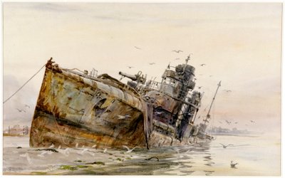 "Niemiecki niszczyciel V82 w Fountain Lake", ok. 1920-22 (akwarela) autorstwa William Lionel Wyllie