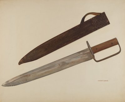 Nóż okopowy i pochwa, ok. 1930 r. 1941. autorstwa William Ludwig
