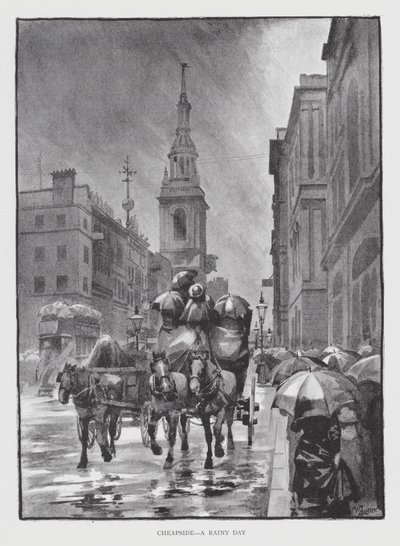Cheapside, deszczowy dzień (lito) autorstwa William Luker