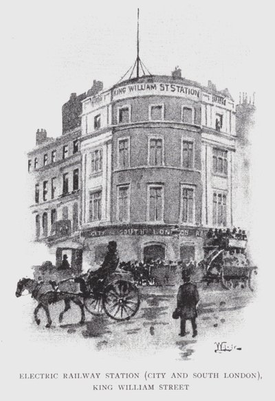 Elektryczny dworzec kolejowy, City and South London, King William Street (lito) autorstwa William Luker