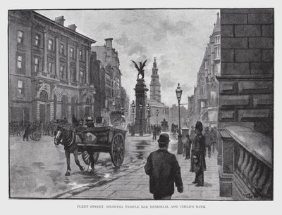 Fleet Street, pokazująca Temple Bar Memorial i Child