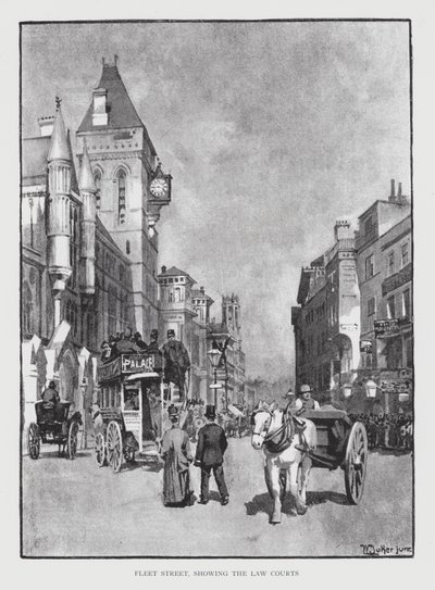 Fleet Street, pokazująca sądy (lito) autorstwa William Luker