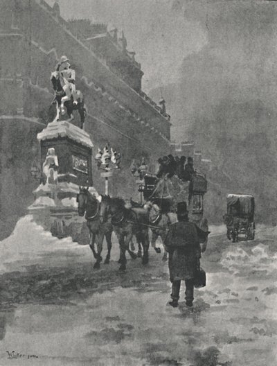 Cyrk Holborn - Zimowy poranek, 1891 autorstwa William Luker