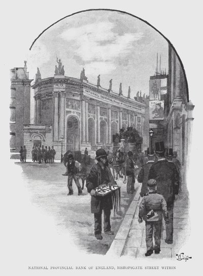 Narodowy Bank Prowincji Anglii, Bishopsgate Street w obrębie (lito) autorstwa William Luker