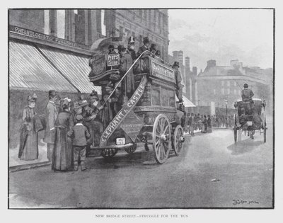 New Bridge Street, walka o autobus (lito) autorstwa William Luker