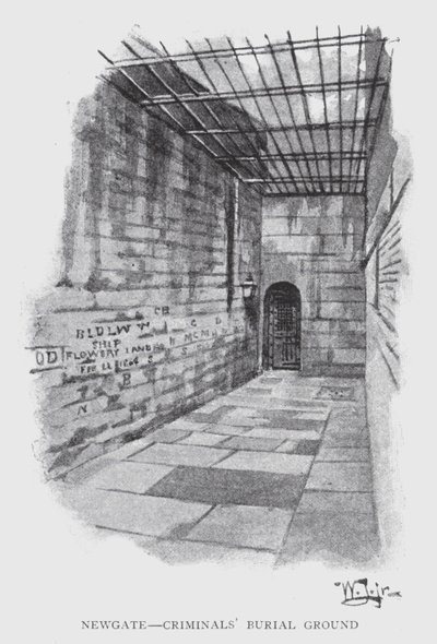 Newgate, cmentarzysko przestępców (lito) autorstwa William Luker