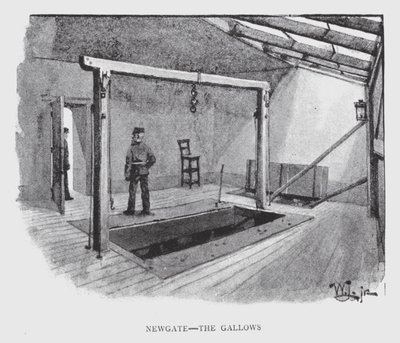 Newgate, szubienica (lito) autorstwa William Luker