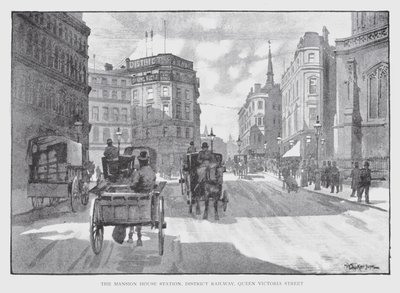 Stacja Mansion House, District Railway, Queen Victoria Street (lito) autorstwa William Luker