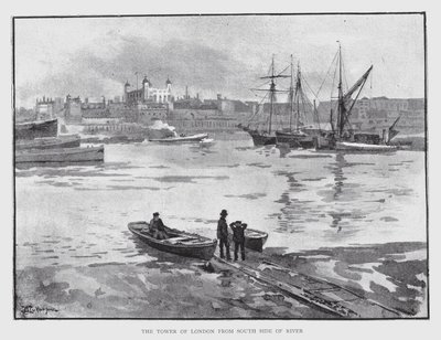 Tower of London z South Side of River (lito) autorstwa William Luker