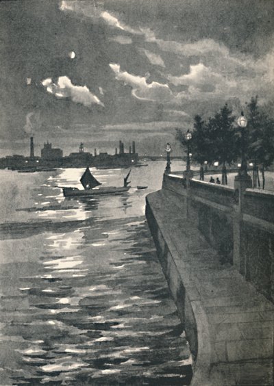 Westminster z mostu Blackfriars - noc, 1891 autorstwa William Luker