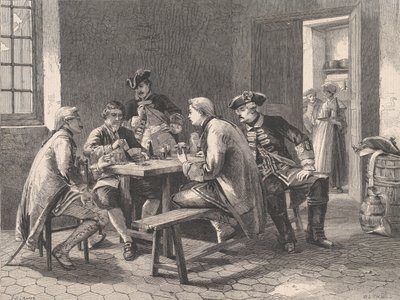 Żołnierze grający w karty, z Illustrated London News, 4 maja 1861 r. autorstwa William Luson Thomas