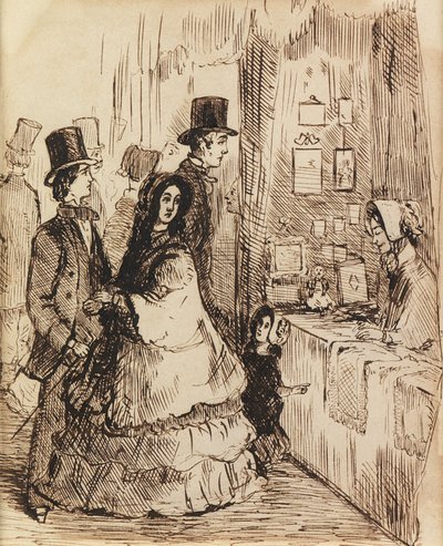 Cnota nagrodzona: stoisko w Vanity Fair (pióro i atrament) autorstwa William Makepeace Thackeray