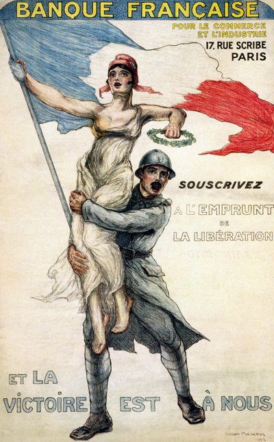 Francuski Bank Handlu i Przemysłu. Plakat do pożyczki narodowej: „” Zapisz się na pożyczkę wyzwoleńczą, a zwycięstwo jest własne”” - fot. przez Williama Malherbe