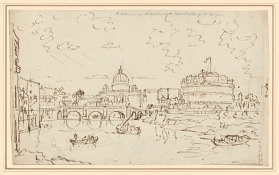 Tyber z Bazyliką Świętego Piotra i Zamkiem S. Angelo (recto) autorstwa William Marlow