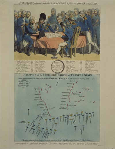 Nelson wyjaśnia plan bitwy pod Trafalgarem autorstwa William Marshall (after) Craig