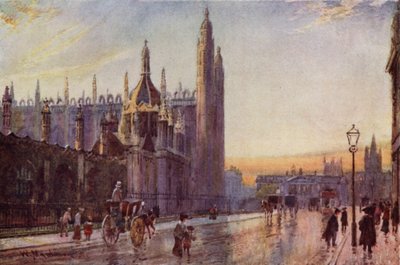 Brama i kaplica Kings College, efekt zmierzchu autorstwa William Matthison