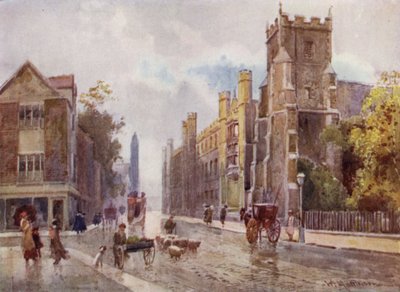 Kościół St Botolphs i Corpus College od Steps of the Pitt Press, Trumpington Street autorstwa William Matthison