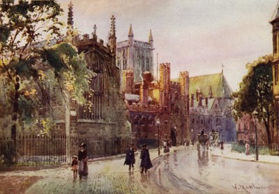 Brama i wieża St Johns College od ulicy Trinity autorstwa William Matthison