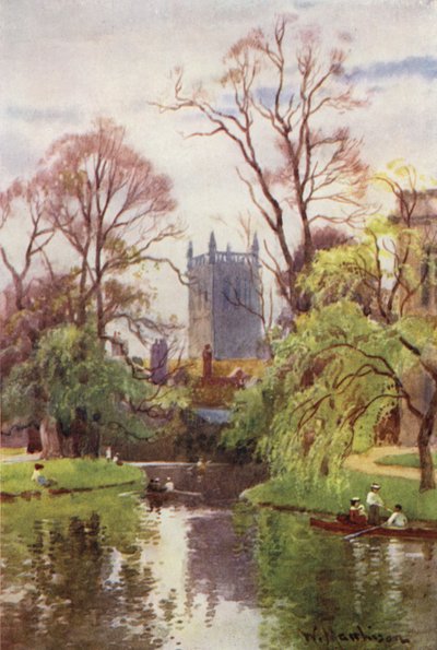 Wieża kaplicy St Johns College od rzeki autorstwa William Matthison