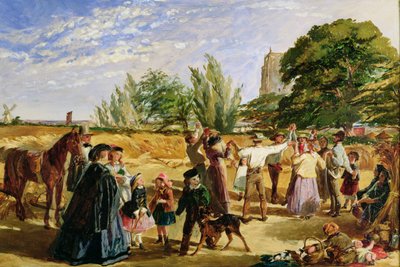 Scena żniwa w Norfolk: szkic do „Hello Largesse”, 1861 autorstwa William Maw Egley