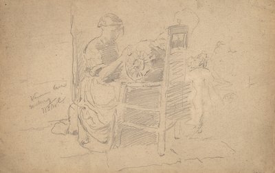 Koronki weneckie, 1877-8 (grafit na papierze wykładanym) autorstwa William Merritt Chase