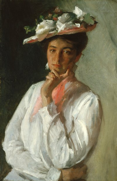 Kobieta w bieli (olej na płótnie) autorstwa William Merritt Chase