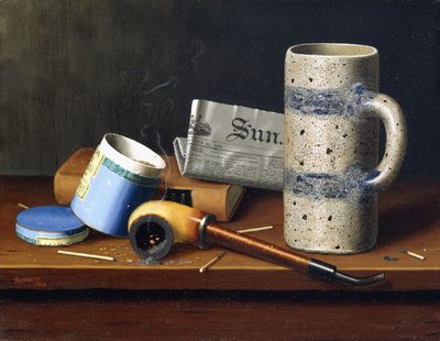 Martwa natura z niebieskim pudełkiem na tytoń, 1878 autorstwa William Michael Harnett