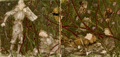 Szesnaście kafelków tworzy osiem ilustracji opowieści „Briar Rose”, 1862-1865. Artyści: William Morris, Sir Edward Coley Burne-Jones. autorstwa WilliamWilliam Morris, Sir Edward Coley Burne Jones