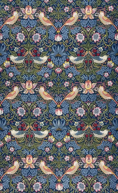 Złodziej truskawek. Tkanina dekoracyjna. 1883 autorstwa William Morris