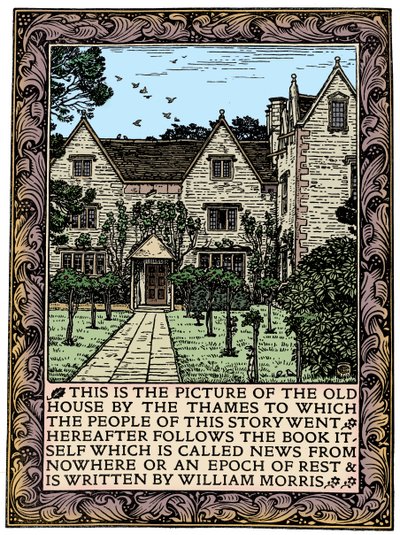 Kelmscott Manor, Gloucestershire, frontispis do News from Nowhere, c1892 1901 autorstwa William Morris