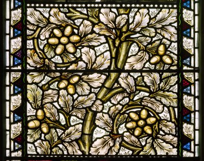 Kirkcaldy Stary Kirk, Morris & Co., William Morris, Żołędzie i liście dębu, 1886 autorstwa William Morris