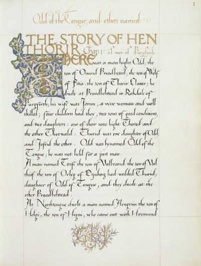 Ms 270* f.1r Historia Hen Thorir, c.1873-4 (artykuł) autorstwa William Morris