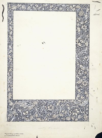Oryginalny rysunek na całej stronie obramowania autorstwa William Morris