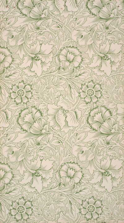 Różowy i mak. Tapeta , 1881. autorstwa William Morris