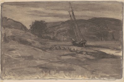 Stranded, 1875 (węgiel na papierze tkanym) autorstwa William Morris