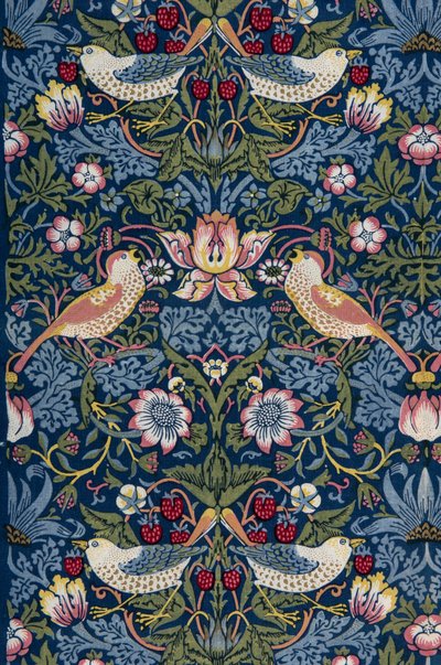 Złodziej truskawki. Tkanina dekoracyjna, 1883. autorstwa William Morris