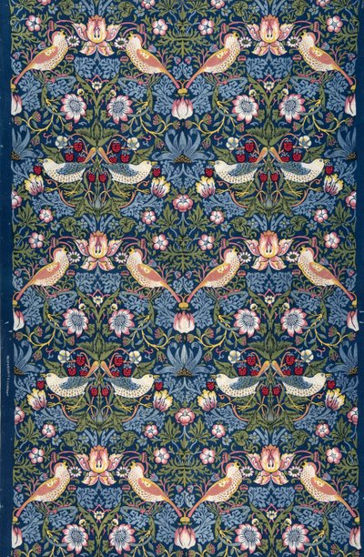 Złodziej truskawki. Tkanina dekoracyjna, 1883. autorstwa William Morris