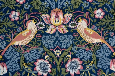 Złodziej truskawki. Tkanina dekoracyjna, 1883. autorstwa William Morris