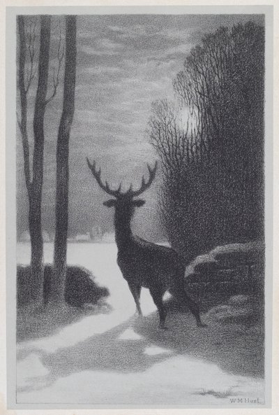 Jeleń w świetle księżyca autorstwa William Morris Hunt