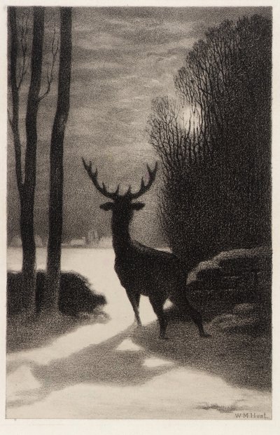 Jeleń w świetle księżyca autorstwa William Morris Hunt