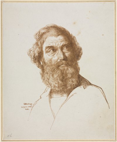 Głowa brodatego mężczyzny patrzącego w lewo, 1859. autorstwa William Mulready