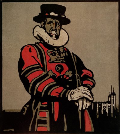 Beefeater z „London Types” wydanego przez Williama Heinemanna autorstwa William Nicholson