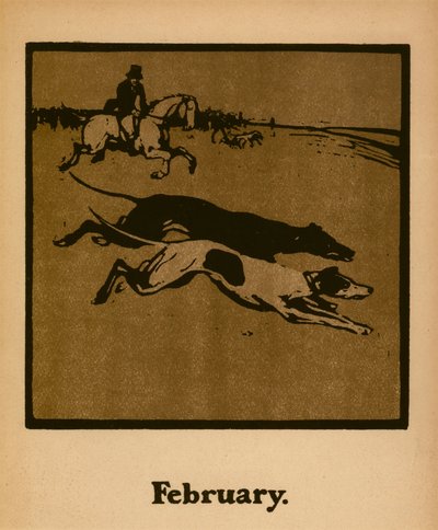 Coursing (luty), c.1898 (kolor lito) autorstwa William Nicholson