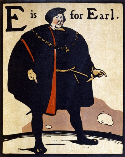 E jak Earl, ilustracja z „Alfabetu”, wydanego przez Williama Heinemanna autorstwa William Nicholson