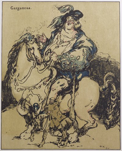 Gargantua, ilustracja z „Characters of Romance”, wydana po raz pierwszy w 1900 r. (litografia kolorowa) autorstwa William Nicholson