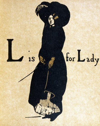 L jak Lady, ilustracja z „Alfabetu”, wydanego przez Williama Heinemanna autorstwa William Nicholson