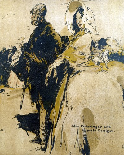 Panna Fotheringay i kapitan Costigan, ilustracja z „Characters of Romance”, po raz pierwszy opublikowana w 1900 r. (kolor lito) autorstwa William Nicholson