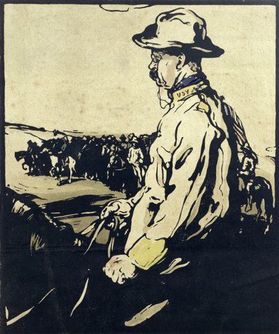 Prezydent Theodore Roosevelt, ilustracja z „Dwunastu portretów”, opublikowana w 1899 r. (drewno ręcznie kolorowane) autorstwa William Nicholson