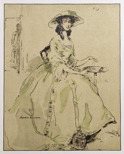Sophia Western, ilustracja z „Characters of Romance”, po raz pierwszy opublikowana 1900 (kolor lito) autorstwa William Nicholson
