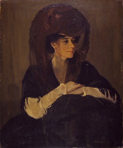 Portret pani Harrington Mann z brązowego welonu, 1905. autorstwa William Nicholson